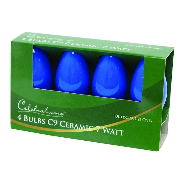 Celebrations Celebrations Incandescent C9 Blue 4 ct Replacement Christmas Light Bulbs 0.08 ft. BU4C9OBLA - main